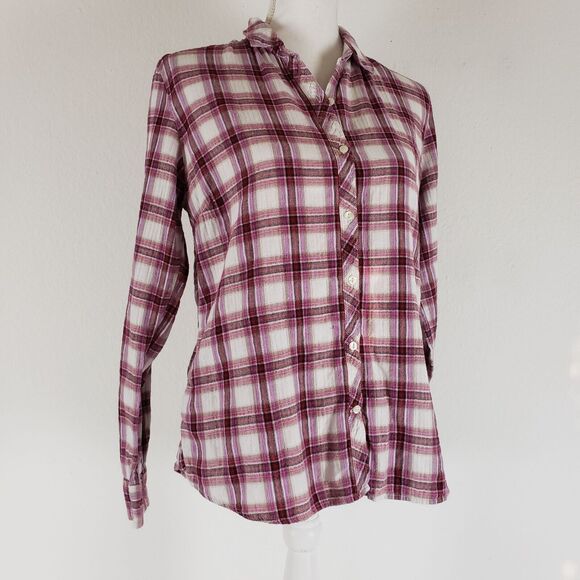 Eddie Bauer Shirt Womens SIZE S Red Plaid Button Down Long Sleeve Cotton Trendy - Picture 12 of 14